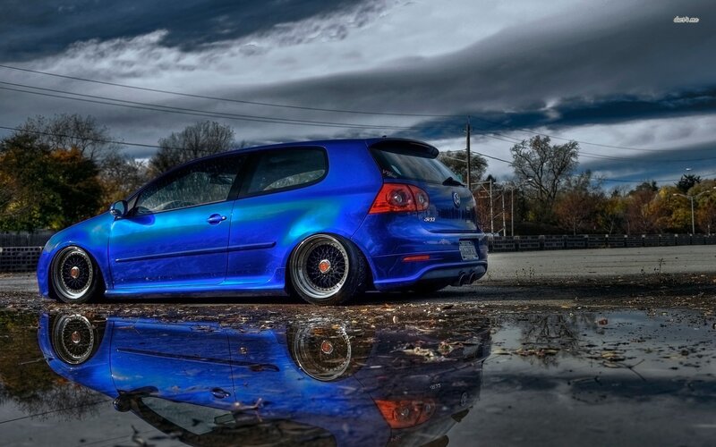 Blue Volkswagen Golf — Dramatic