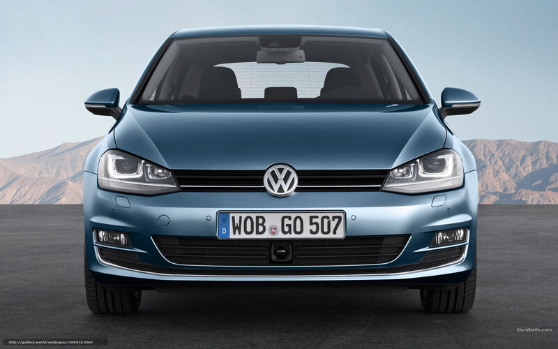 Blue Volkswagen Golf front view