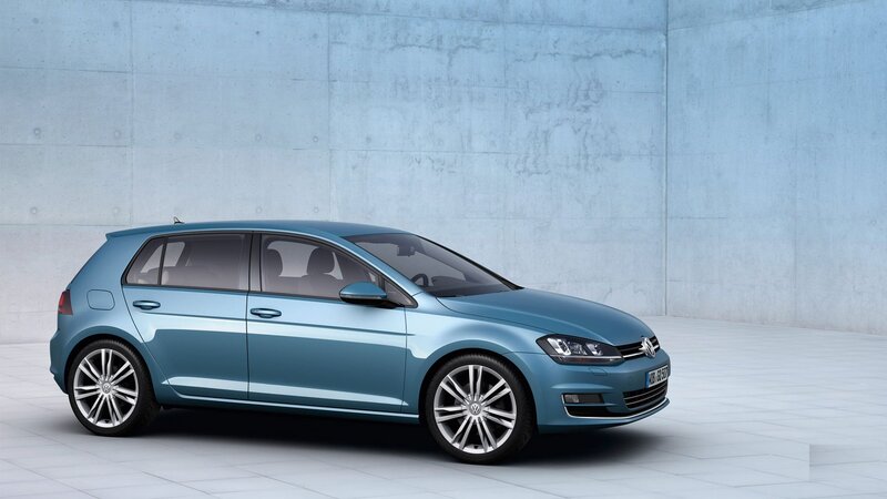 blue volkswagen golf hatchback