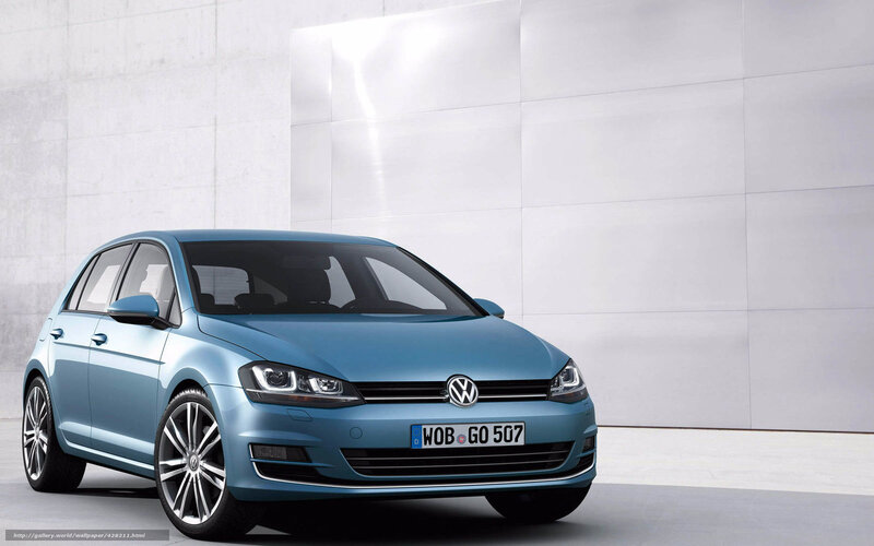 Blue Volkswagen Golf — Neutral, Photograph, Car, License Plate