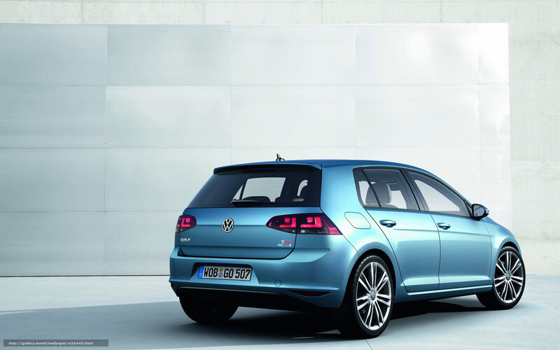 Blue Volkswagen Golf — Neutral, Photograph, Car, Wall, License Plate