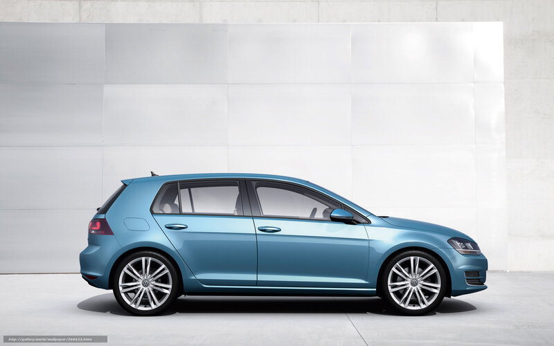 Blue Volkswagen Golf — Neutral, Photograph, Car, Wall