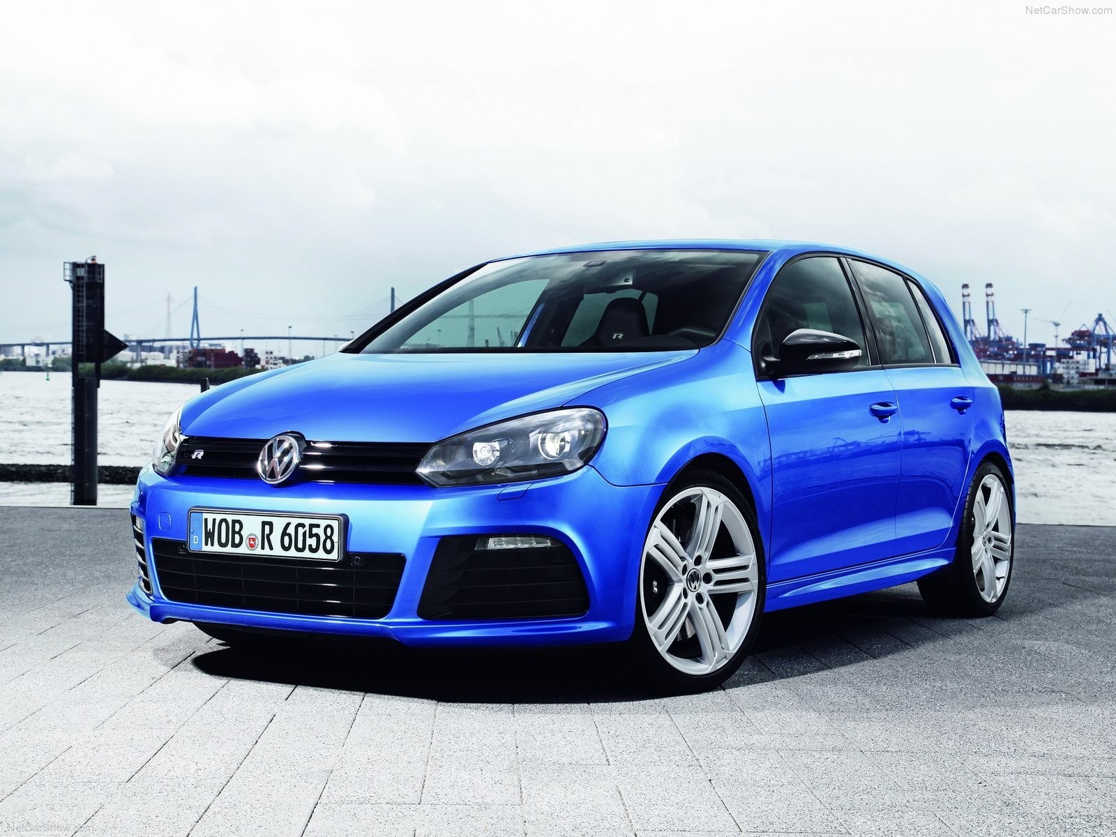 blue volkswagen golf r