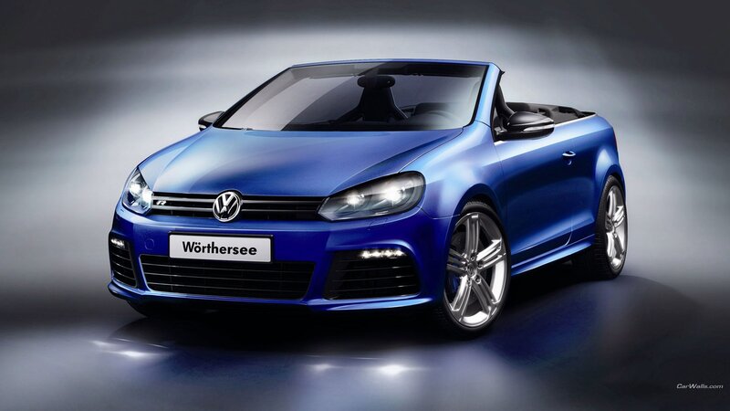 blue volkswagen golf r cabriolet