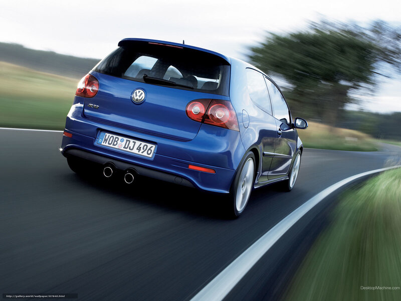 blue volkswagen golf r32 driving