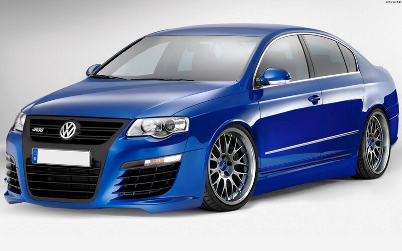 blue volkswagen passat r36