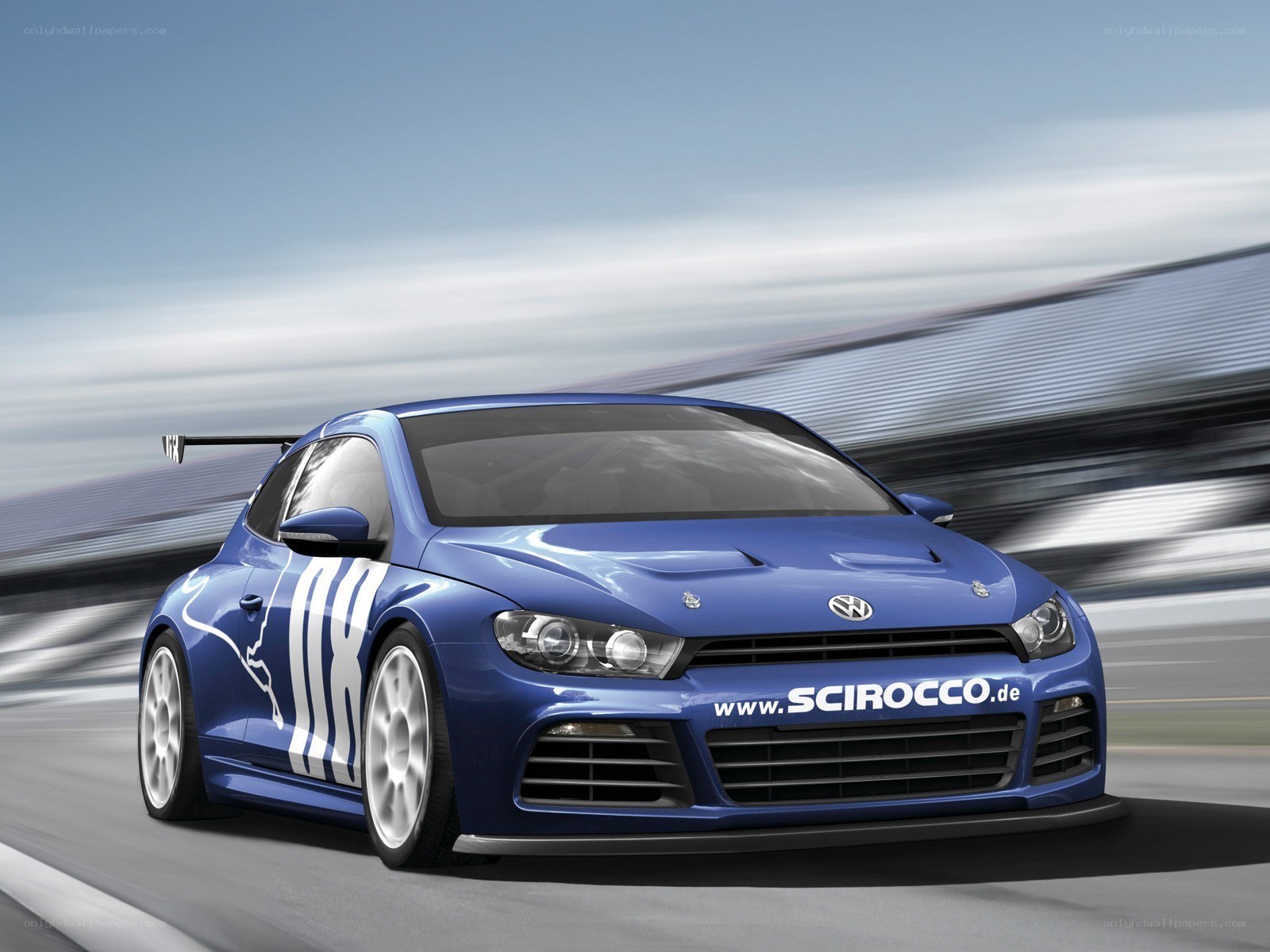 blue volkswagen scirocco race car