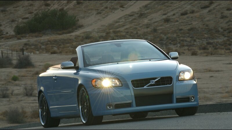 Blue Volvo Convertible — Dramatic, Sunset