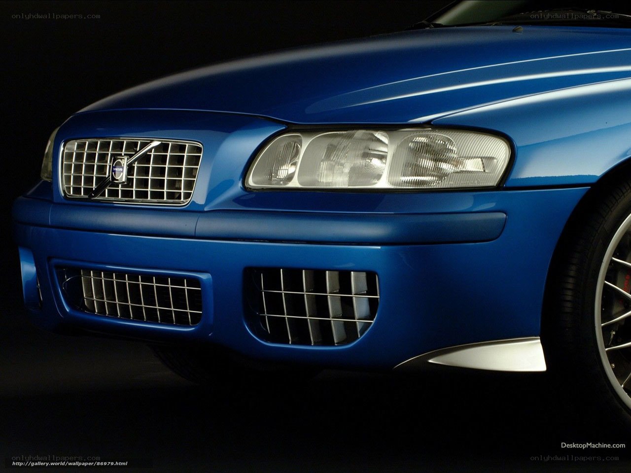 blue volvo front view