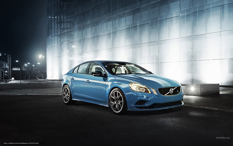 Blue Volvo S60 at night
