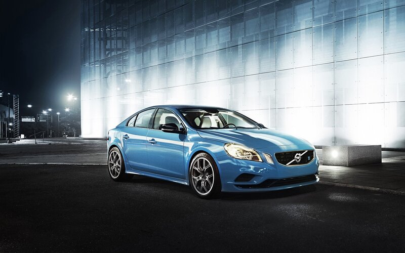 Blue Volvo Sedan — Dramatic, Night, Photograph, Car, Building