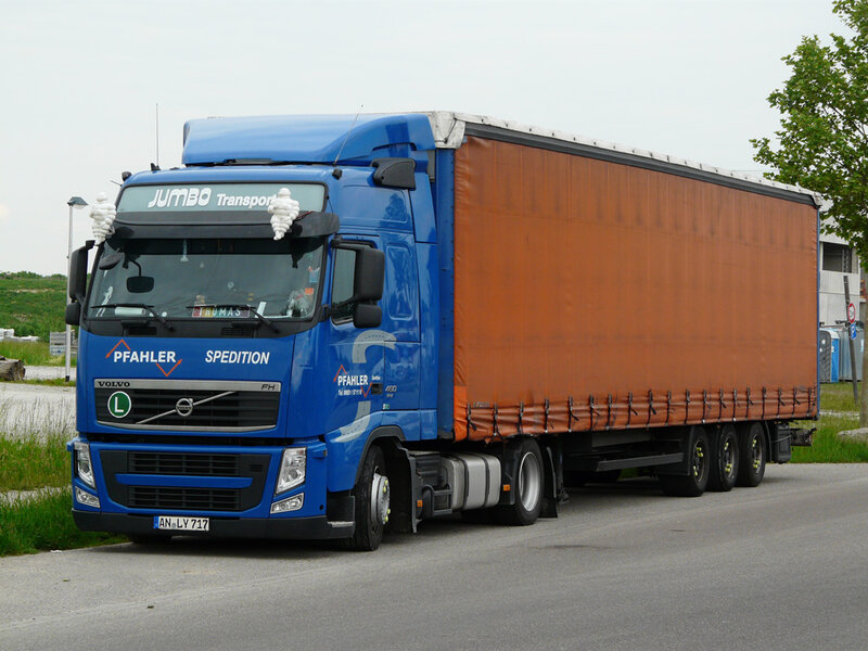 Blue Volvo Truck — Neutral, Afternoon