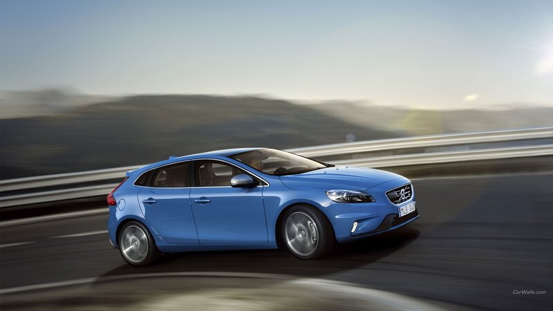 Blue Volvo V40 Car — Dynamic, Afternoon