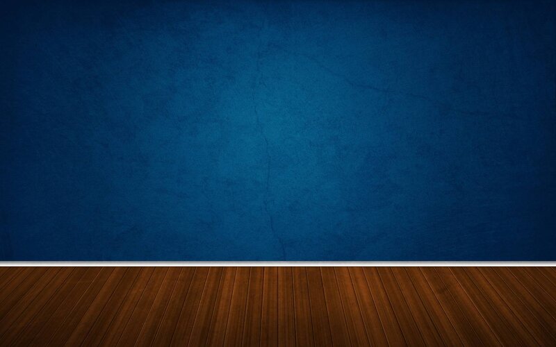 blue wall wooden floor