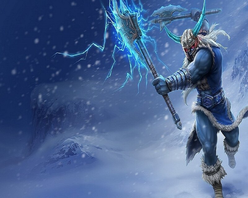 Blue Warrior with Axe — Dramatic