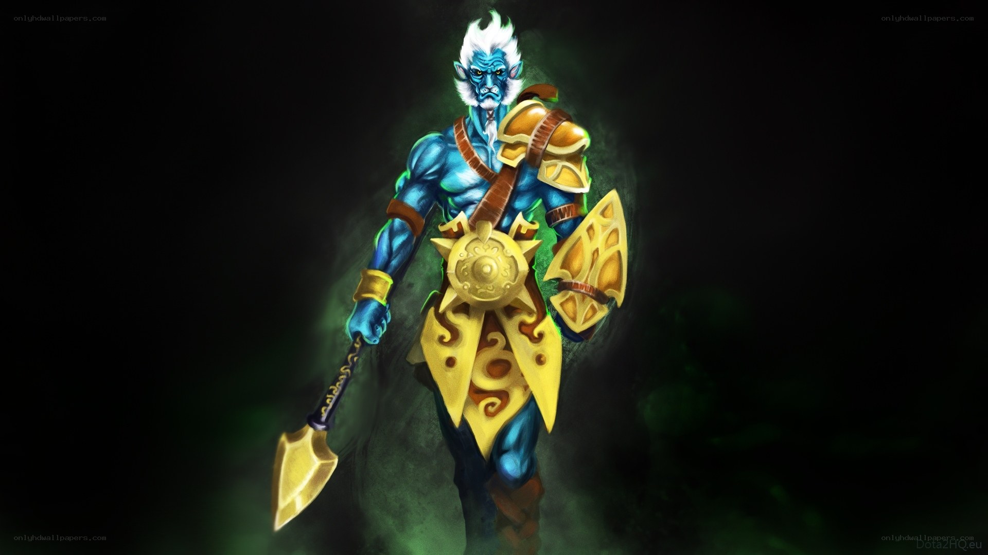 blue warrior with axe