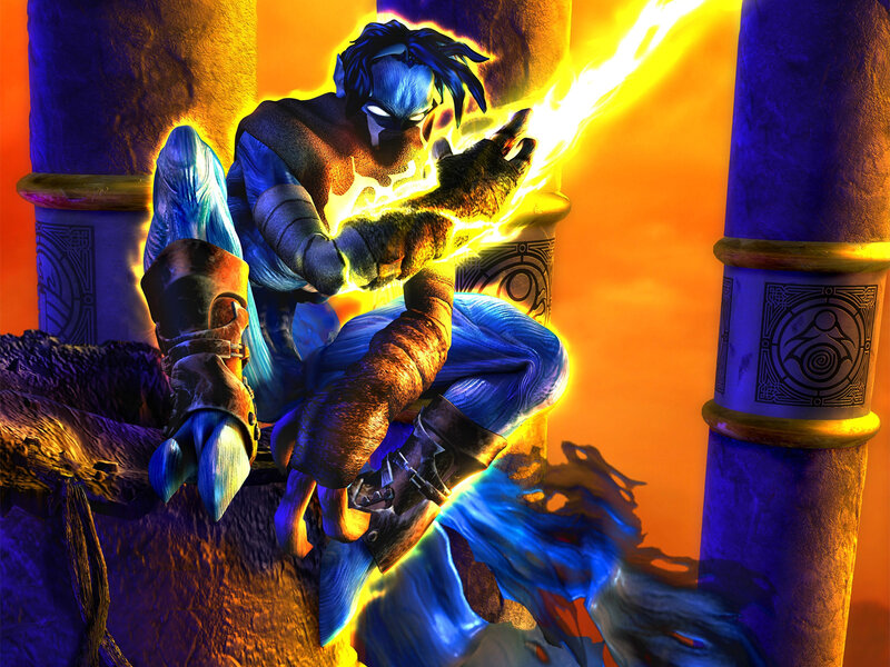 blue warrior with lightning
