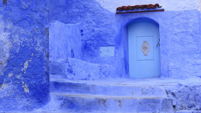 blue-washed door in medina