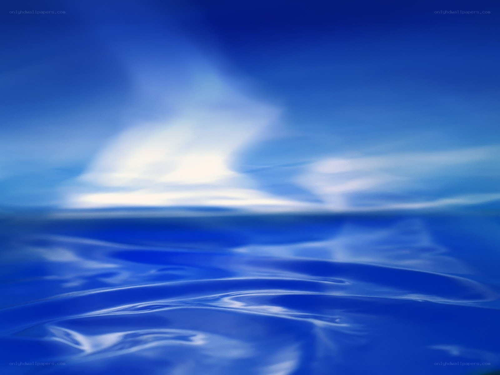 Blue water and sky scene