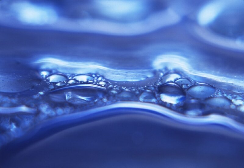 Blue water bubbles