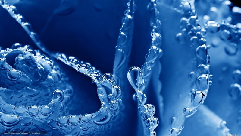 Blue water bubbles close-up