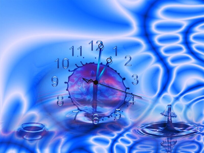 Blue water clock art