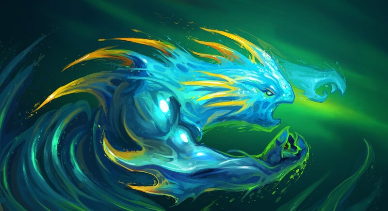 Blue Water Dragon — Dramatic, Digital Art