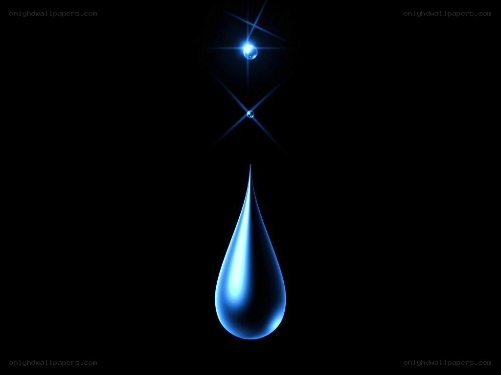 blue water drop on black
