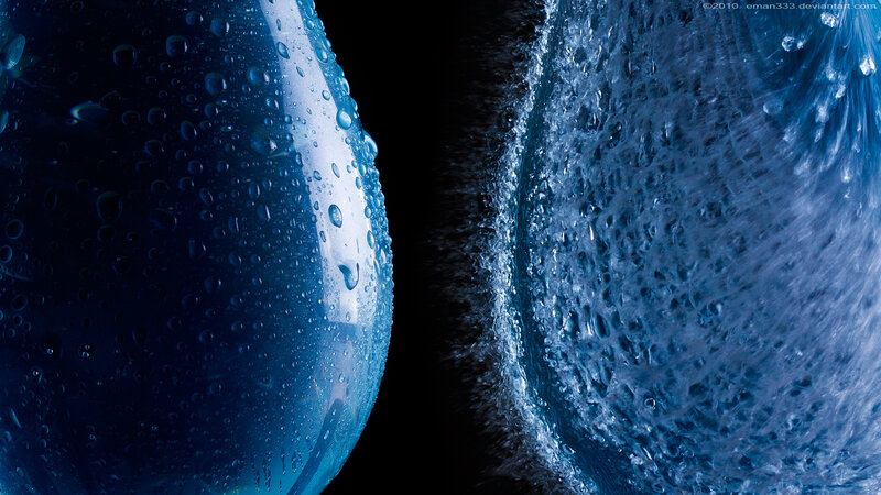 Blue water droplet and splash