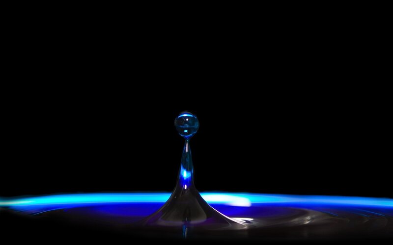 Blue Water Droplet — Black, Dramatic