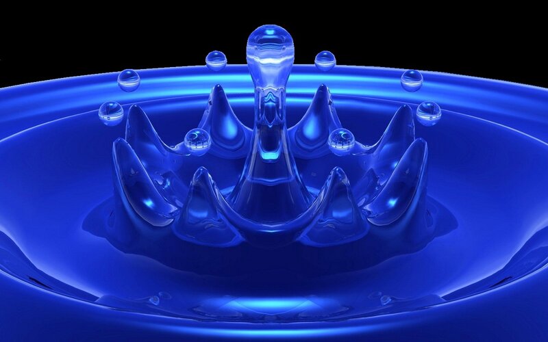 Blue Water Droplet Impact — Dramatic