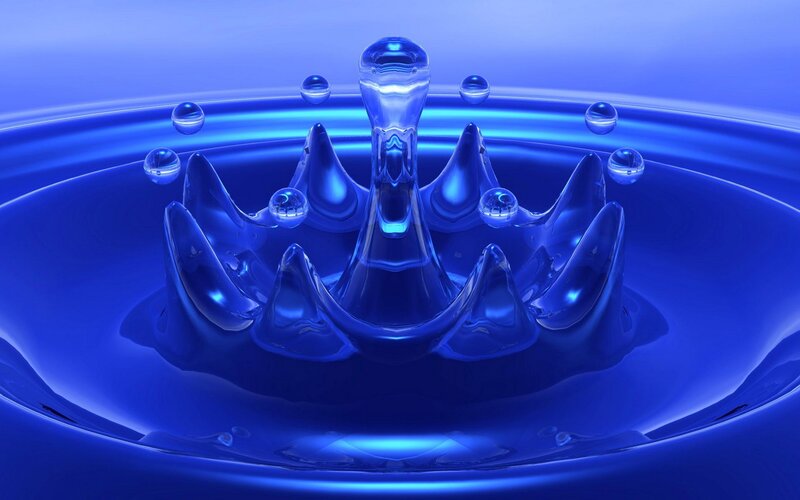 Blue Water Droplet Impact