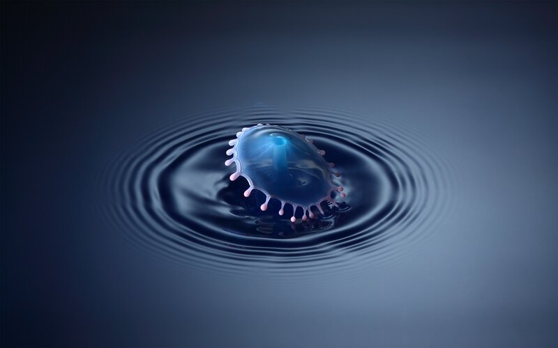 Blue Water Droplet — Serene, Photograph