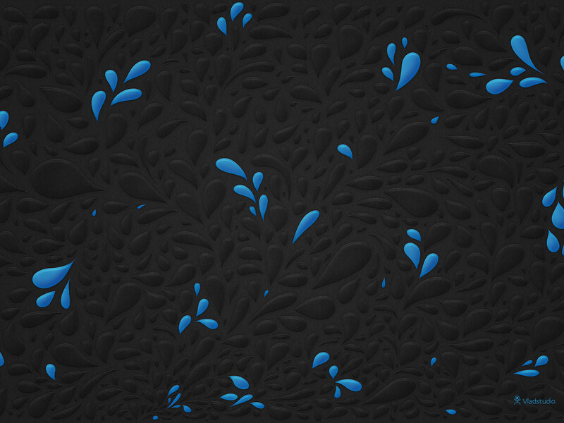 Blue Water Droplets — Black