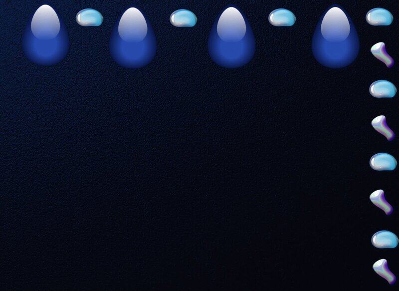 blue water droplets on dark background