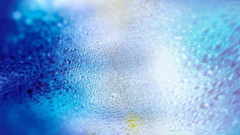 Blue Water Droplets on Screen
