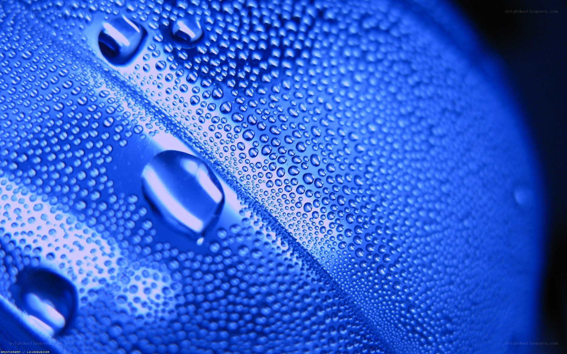 blue water droplets on surface