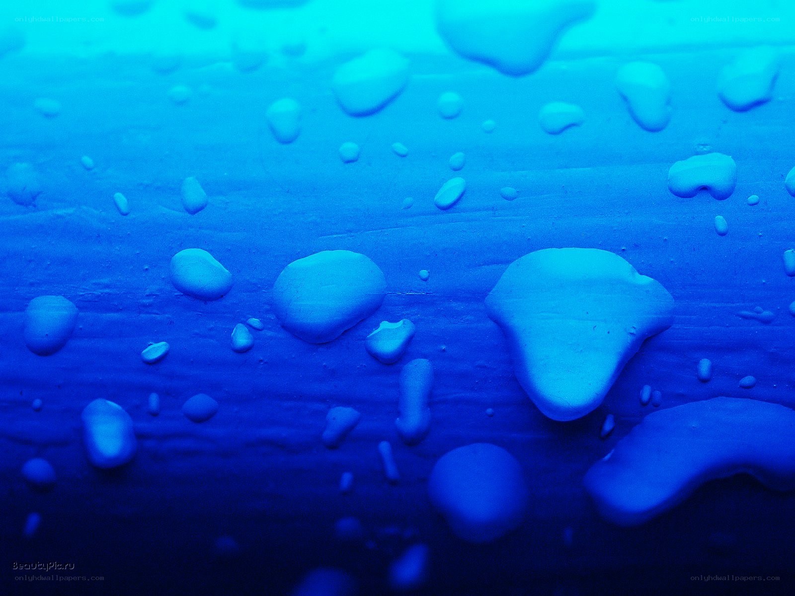 blue water droplets on surface