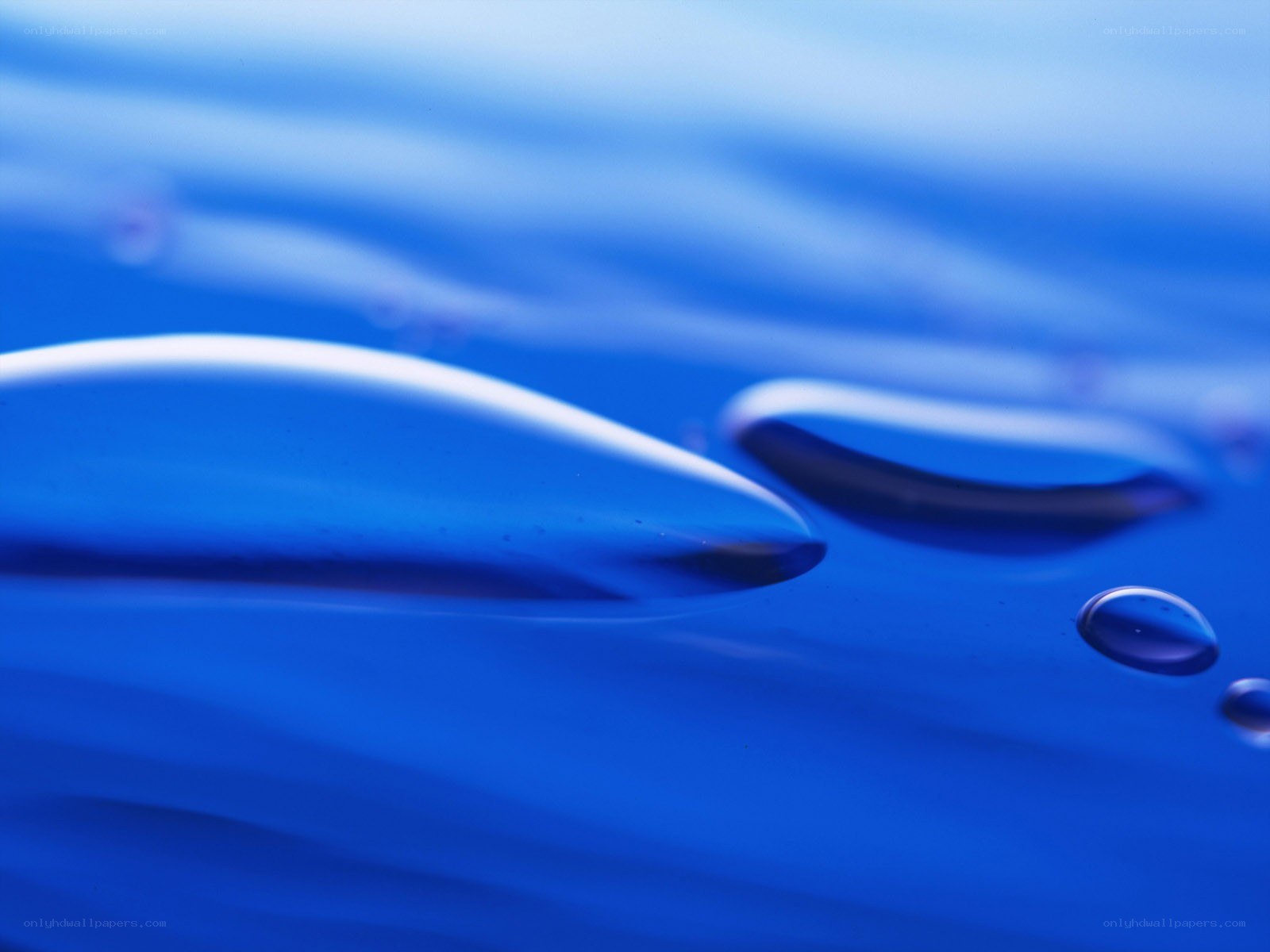 Blue water droplets on surface