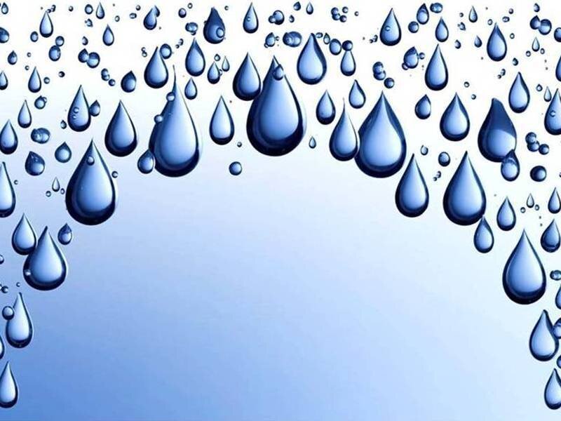 blue water droplets on white