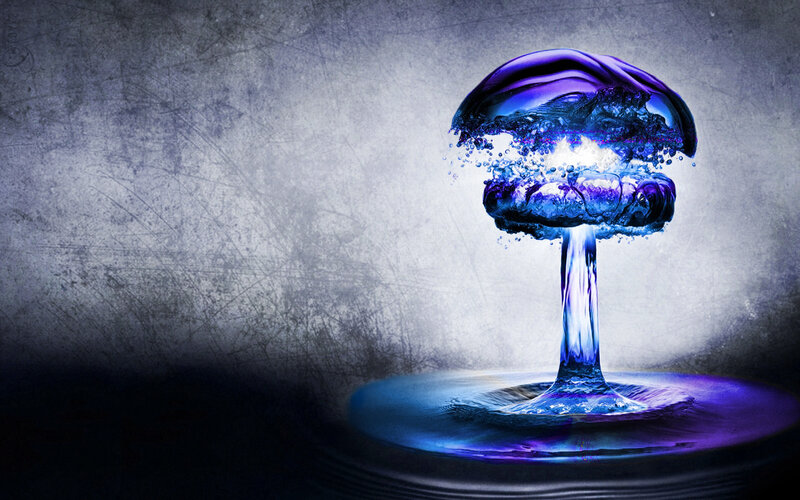 Blue Water Explosion — Dramatic, Digital Art