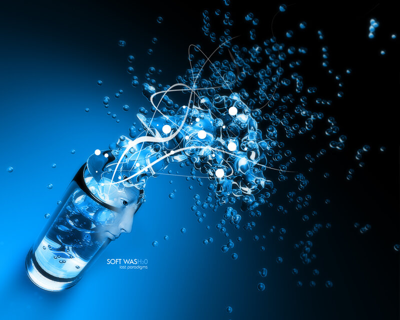 blue water explosion with face