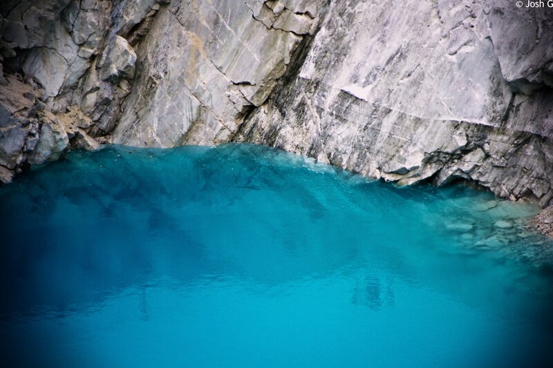 blue water in a rocky cove