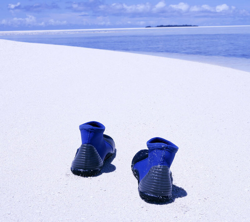 Blue Water Shoes on Sand