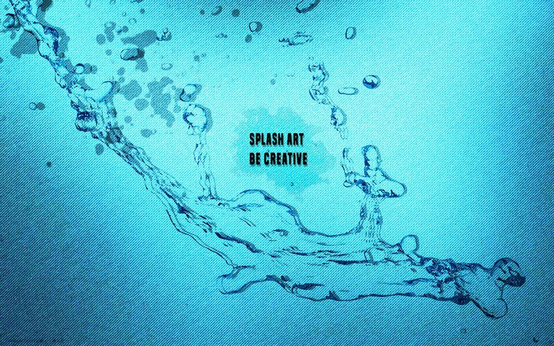 Blue Water Splash — Dynamic, Digital Art, Bubbles