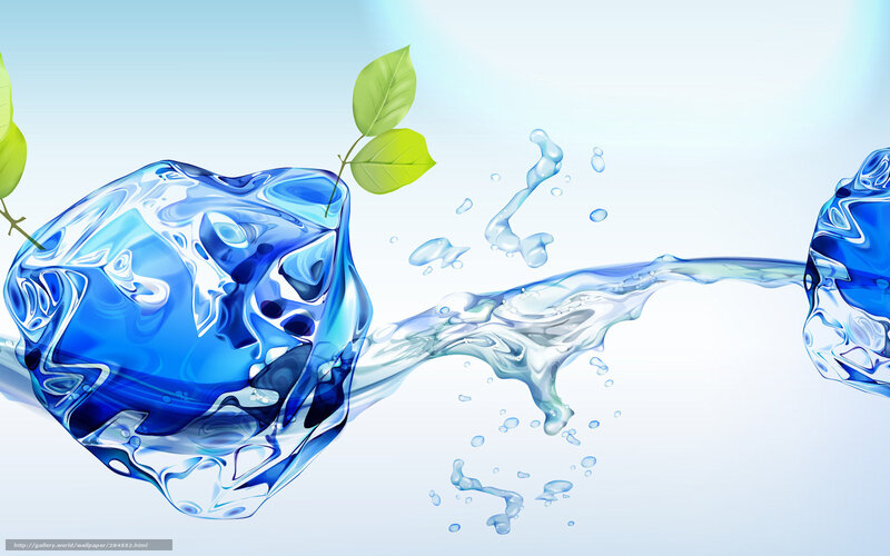 blue water splash with leaves