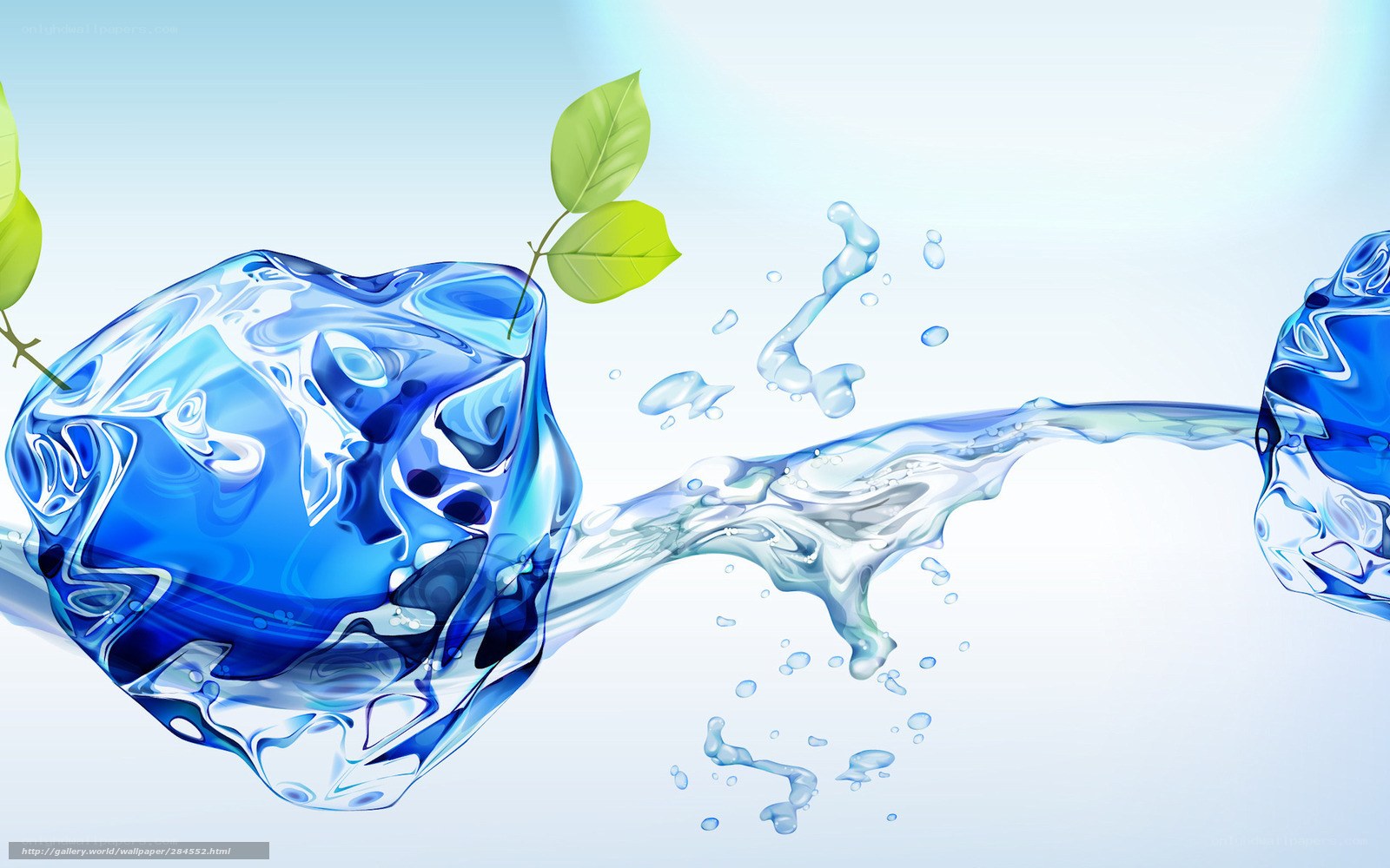 blue water splash with leaves