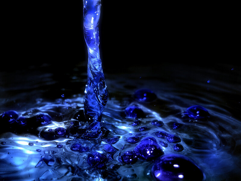 blue water stream splashing