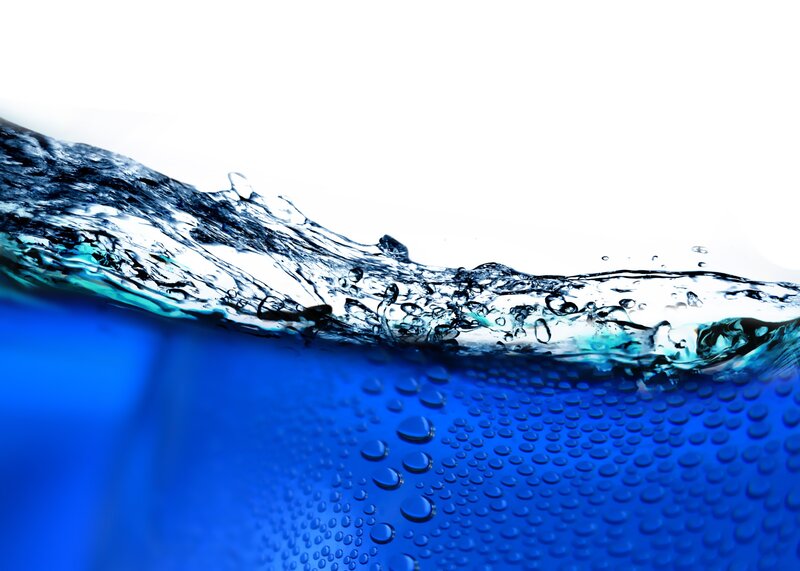 Blue Water Surface — Calm, Photograph, Bubbles
