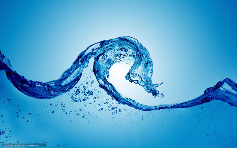 Blue Water Wave — Dynamic, Photograph, Bubbles, Splash